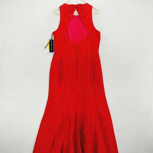 Alfred Sung Dupioni Red Sleeveless Open Back Flared Bridesmaid Dress P4651 - Picture 5 of 11